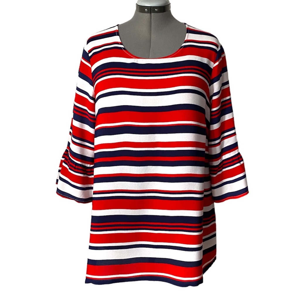 Yest striped tunic blouse with flounce sleeves 12